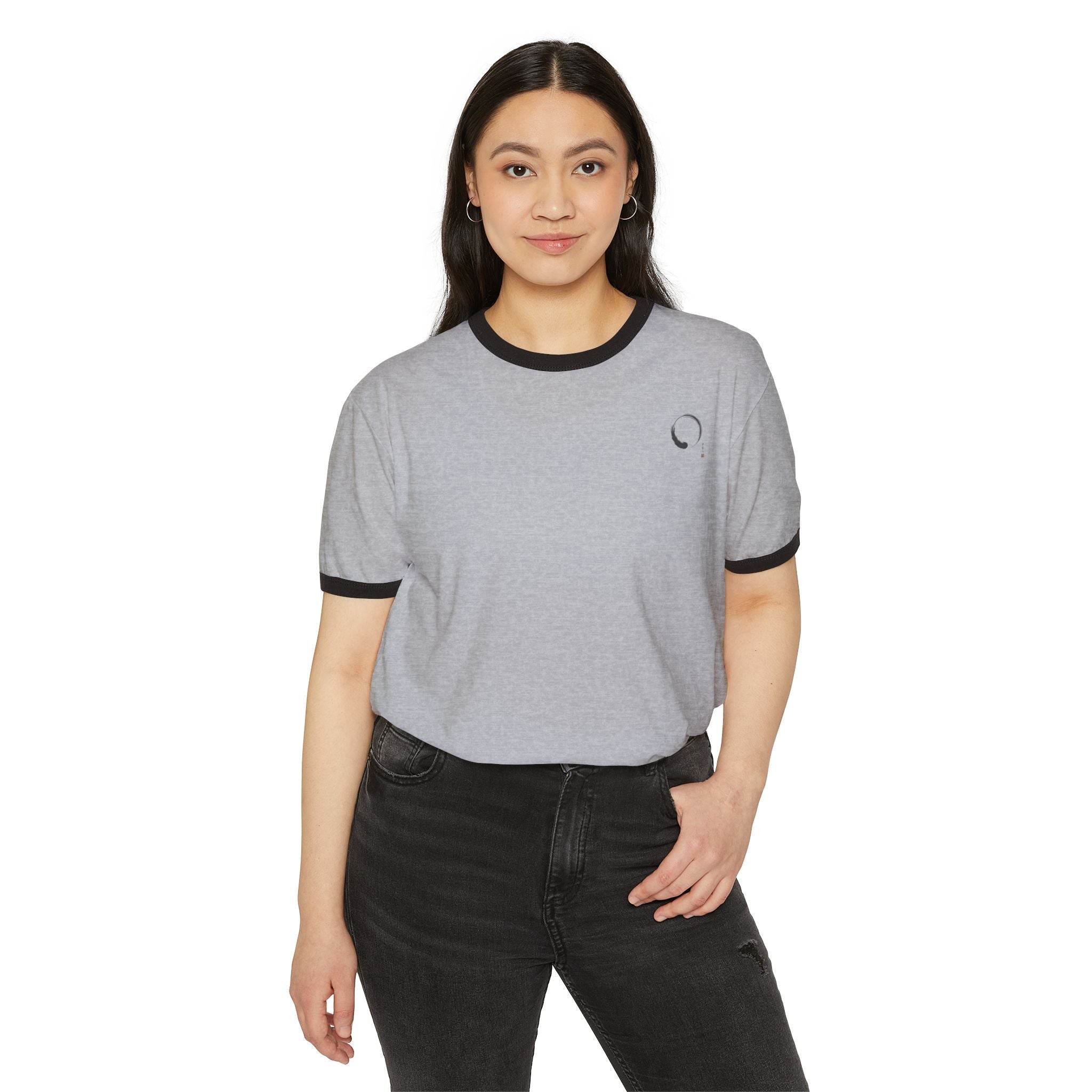 Zen Enso Ringer T-Shirt — Minimal Brush Circle Graphic