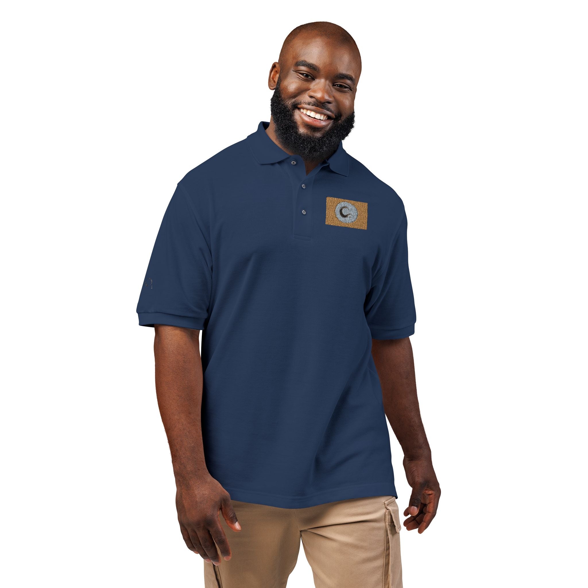 Embroidered Gold Flag Polo — Classic Golf & Casual Shirt