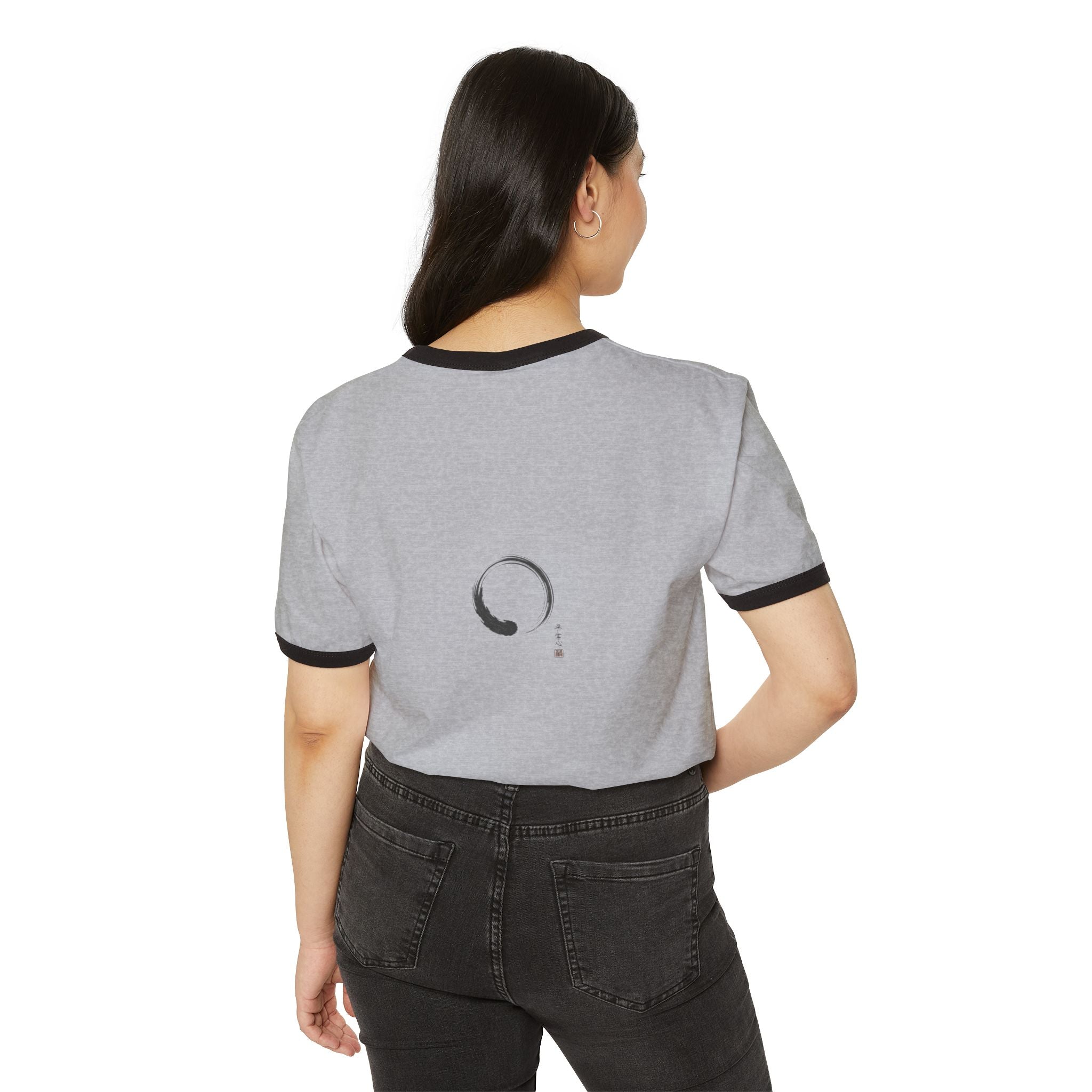 Zen Enso Ringer T-Shirt — Minimal Brush Circle Graphic