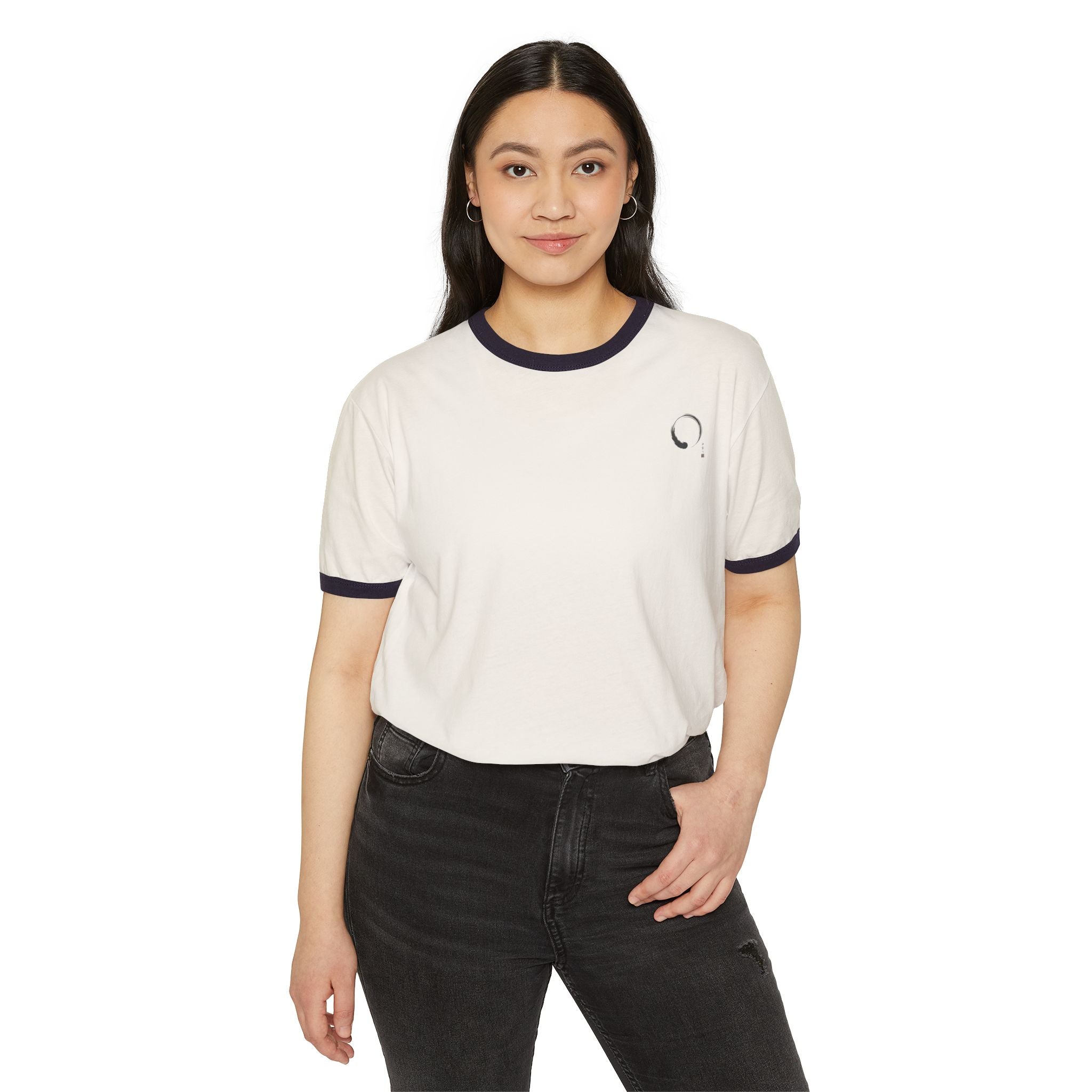 Zen Enso Ringer T-Shirt — Minimal Brush Circle Graphic