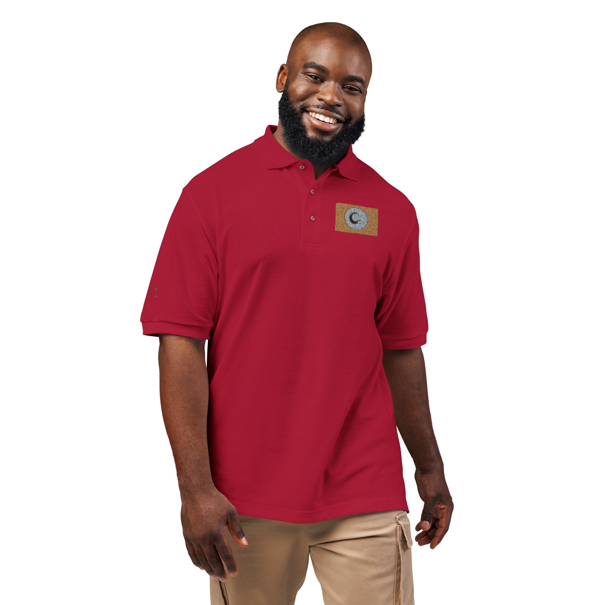 Embroidered Gold Flag Polo — Classic Golf & Casual Shirt
