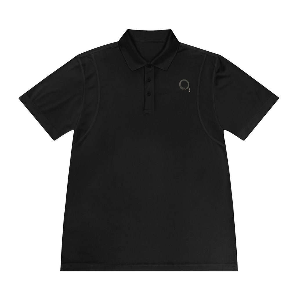 Men's White Sport Polo with Minimal Circular Logo — Athletic Casual Golf Shirt