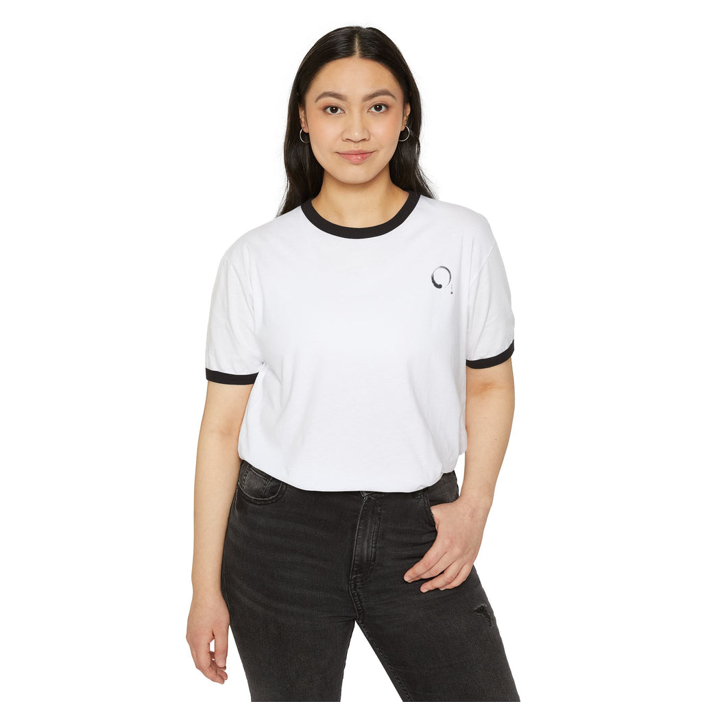 Zen Enso Ringer T-Shirt — Minimal Brush Circle Graphic
