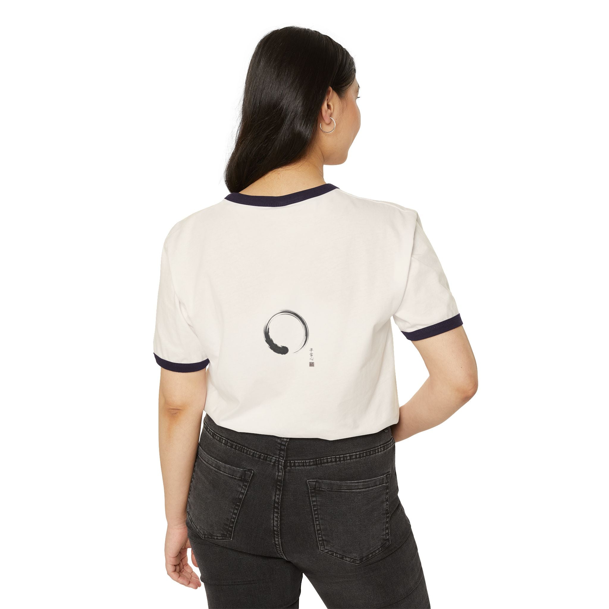 Zen Enso Ringer T-Shirt — Minimal Brush Circle Graphic